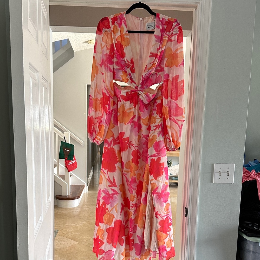Hello Molly Vibrant Floral Long Sleeve Dress